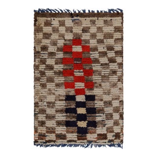 Vintage Moroccan Rug With Beige-Brown Geometric Patterns, From Rug & Kilim For Sale