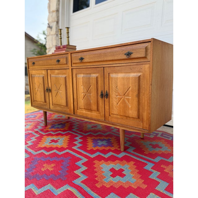 Mid-Century Modern Danish Oak Sideboard Credenza Media Cabinet For Sale - Image 3 of 9