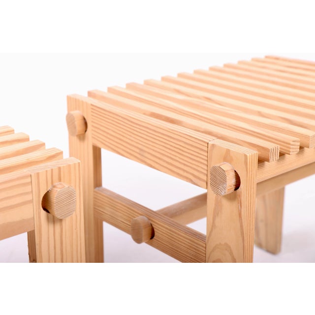 Wood Set of Scandinavian Modern Stools in Solid Pine, 1950s For Sale - Image 7 of 10