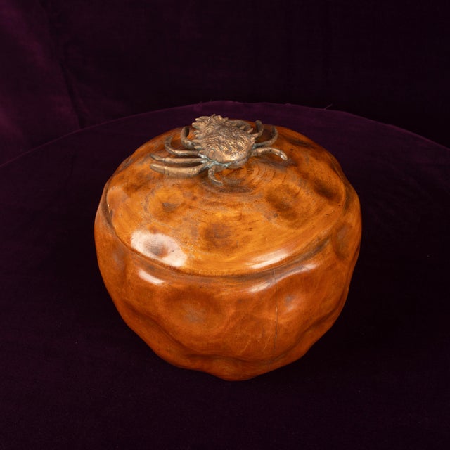 Carved Pear Wood Lidded Box with Bronze Crab by Aldo Tura, 1940 For Sale - Image 12 of 18