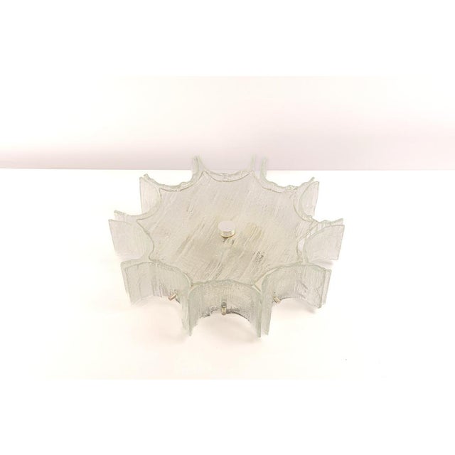 Large Ice Glass and Chrome Flush Mount from Kaiser, Germany, 1960s For Sale - Image 3 of 13