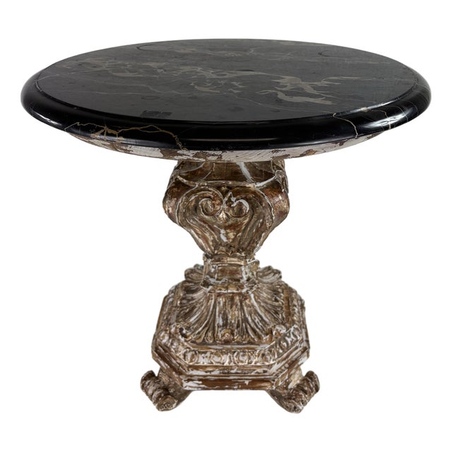 Early 20th Century Hand Carved Marble Topped Venetian Side Table For Sale