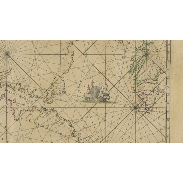 Sea Chart of Hudson Bay, Baffin Bay and Greenland by Frederick de Wit, 1690 For Sale - Image 3 of 8