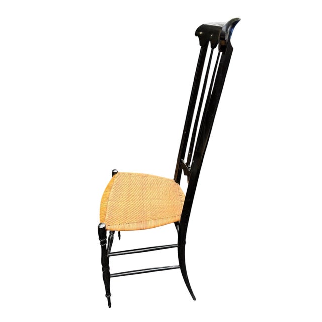 Farmhouse Mid 20th Century Guido Chiappe for Sedie Chiavari Ebonized High-Back Side Chair For Sale - Image 3 of 12