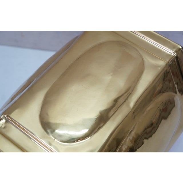 Hollywood Regency Brass Hexagon Trash Can Bin Planter Cachepot 11" For Sale - Image 14 of 14
