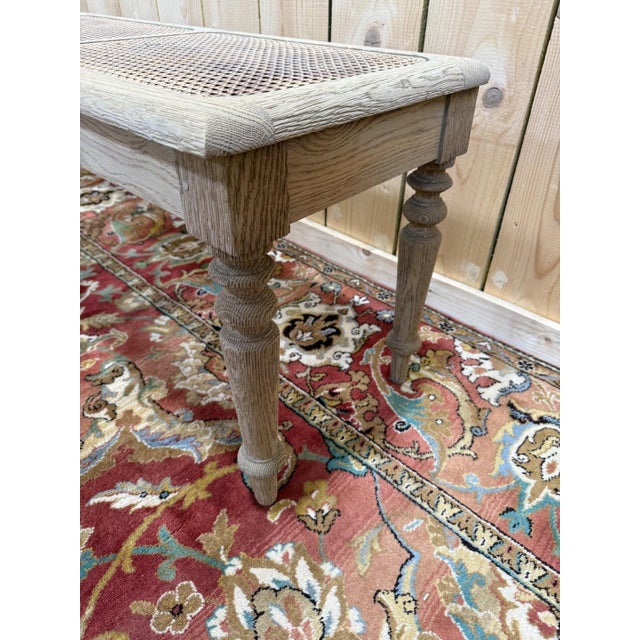 Louis Philippe Style Oak and Caning Kitchen Bench For Sale - Image 4 of 6