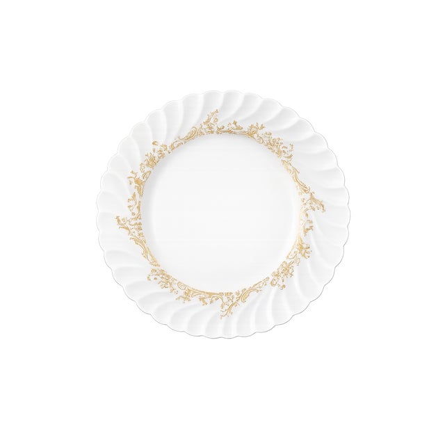 French Mid 20th Century Haviland Limoges "Ladore" Gold Floral Porcelain Salad/Luncheon Plates – Excellent Condition - Set of 4 For Sale - Image 3 of 4