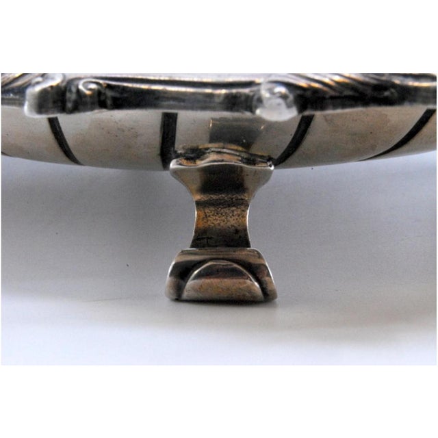 Silver Tray with Raised Bottom, Engravings and Surrounding Frieze with Scrolls For Sale - Image 5 of 11
