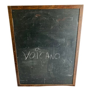 Early 20th Century Schoolroom Black Slate Chalkboard Double Sided Trimmed in Brown Oak With Two Screw Hangers For Sale