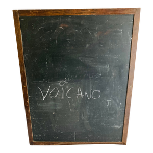 Early 20th Century Schoolroom Black Slate Chalkboard Double Sided Trimmed in Brown Oak With Two Screw Hangers
