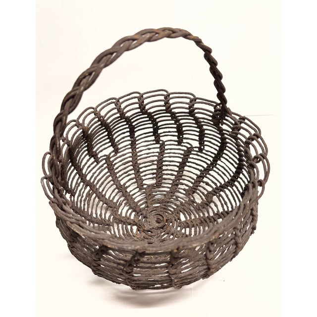 Shabby Chic Vintage Wire Egg Garden Basket For Sale - Image 3 of 4