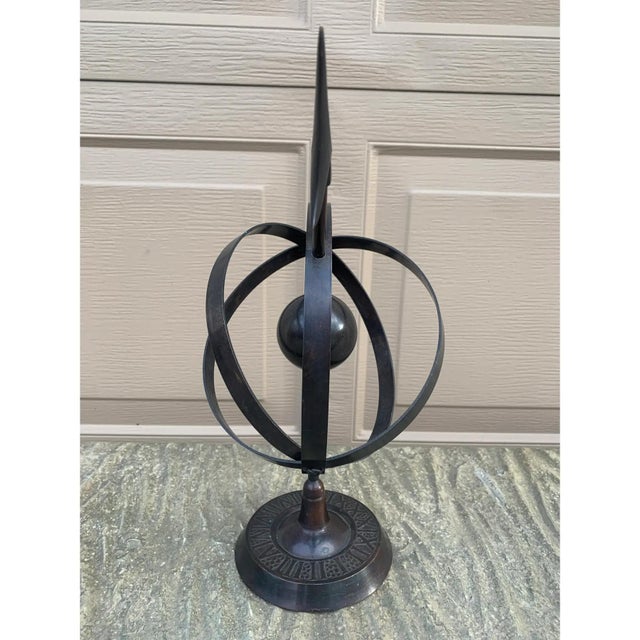 Late 20th Century Black Iron Armillary Globe Sculpture – Traditional Landscape & Garden Decor For Sale In South Bend - Image 6 of 8