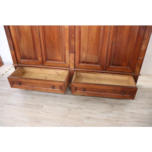 Large Antique 19th Century 4-Door Wardrobe in Walnut For Sale - Image 11 of 18