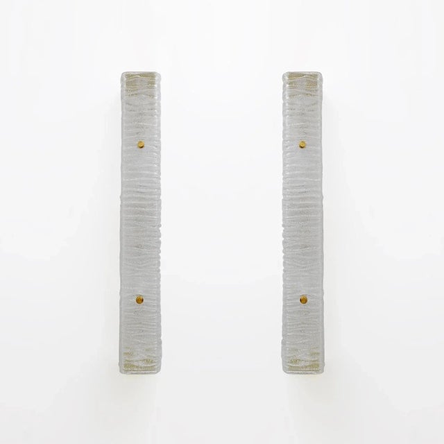 Art Deco Brass and Textured Murano Glass Sconces, Set of 2 For Sale - Image 10 of 10