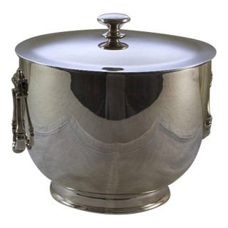 1970’s Vintage/New Old Stock James Dixon & Sons Silverplate Ice Bucket With Genuine Thermos Double Wall Glass Lining For Sale