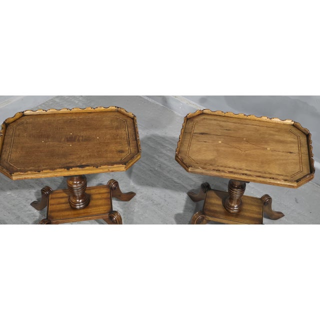 1920s English Walnut Inlaid Wine Tables, 1920, Set of 2 For Sale - Image 5 of 9