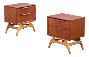 Teak Bedside Tables with Oak Frame, Denmark, 1960s, Set of 2