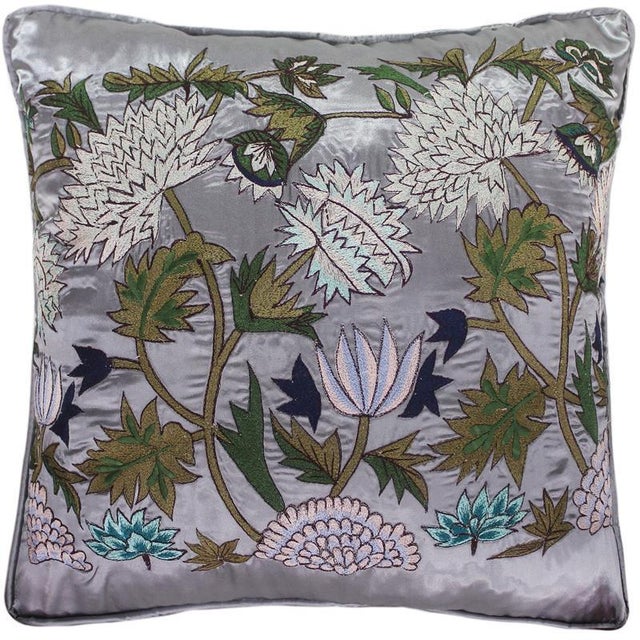 Shabby Chic Silk Embroidered Handmade Pillow For Sale - Image 9 of 9