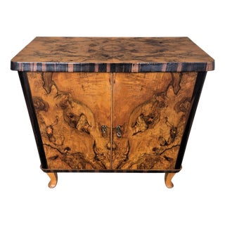 Mid-Century Italian Art Deco Walnut Burl Veneer and Mirror Mosaic Bar Cabinet, 1950s For Sale