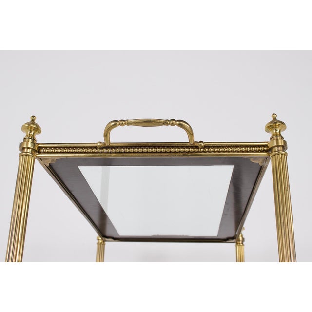 Metal Neoclassical Brass and Mirror Serving Cart in the style of Maison Jansen, 1960s For Sale - Image 7 of 12
