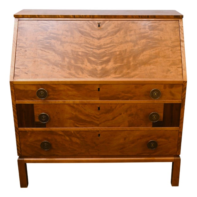 Swedish Grace Flamed Birch and Macassar Secretaire from Svenska Möbelfabrikerna, Late 1920s For Sale