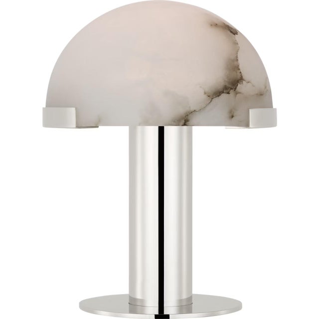Modern Kelly Wearstler by Visual Comfort Signature Melange 8" Rechargeable Accent Lamp in Polished Nickel with Alabaster Shade For Sale - Image 3 of 3