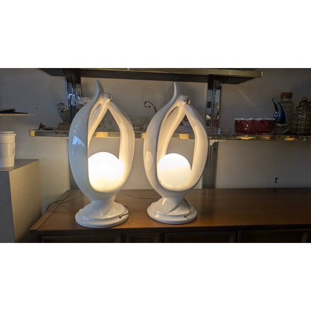 Ceramic Helix Lamps - Modern -Vintage Large 22" Retro Ceramic- Minimalist For Sale - Image 7 of 11