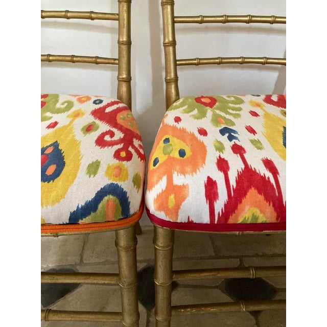 Textile Antique Golden Wooden Chairs, 1890s, Set of 2 For Sale - Image 7 of 9