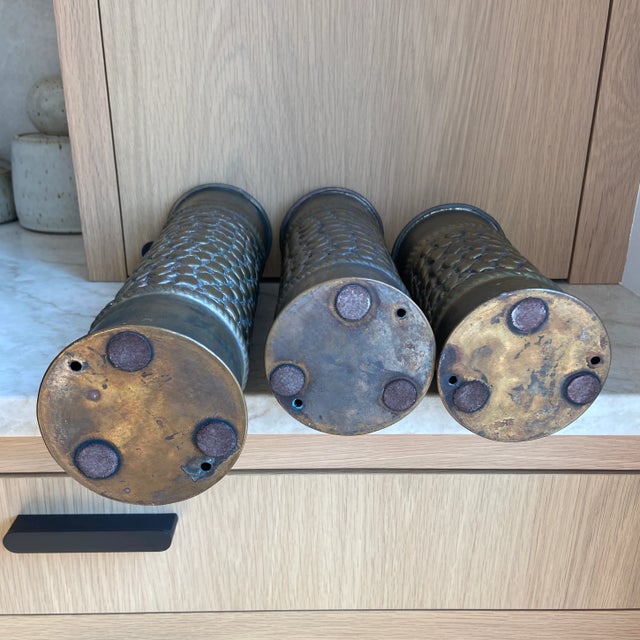 Vintage Trio Trench Art Candle Holders Signed For Sale - Image 10 of 10