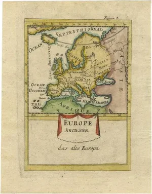 Antique Miniature Map of Ancient Europe, 1685