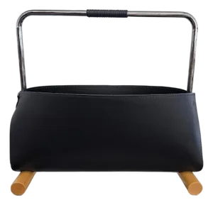 PostModern 1980's Arrben Italian Leather, Chrome & Wood Designer Magazine Holder