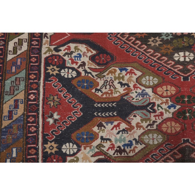 Beige 1960s Animal Patterned Soumac Rug 3'10'' X 6'5'' For Sale - Image 8 of 13