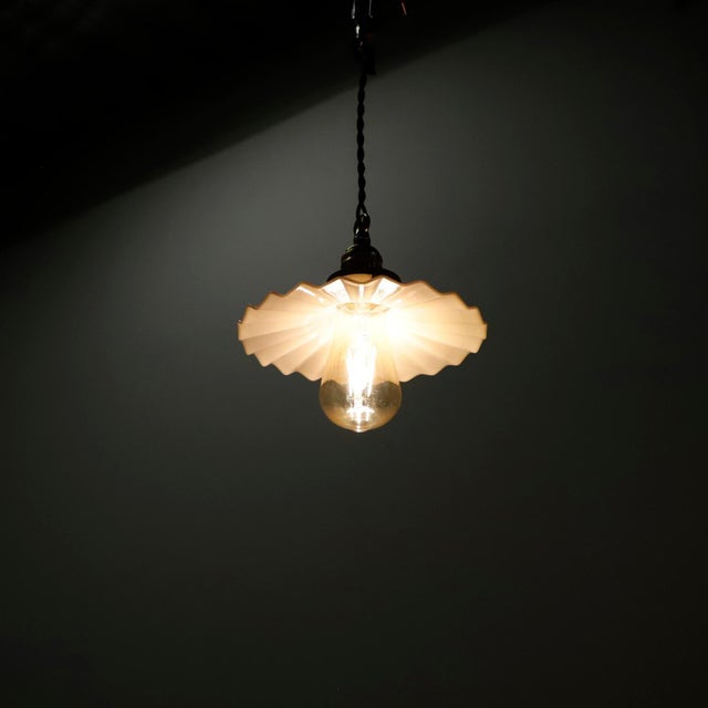 1960s Milk Glass Vintage Industrial Pendant Light 8 For Sale - Image 11 of 17