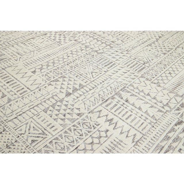 Modern Natural Moroccan Style Ivory Wool Rug With Tribal Pattern by Apadana For Sale - Image 10 of 10
