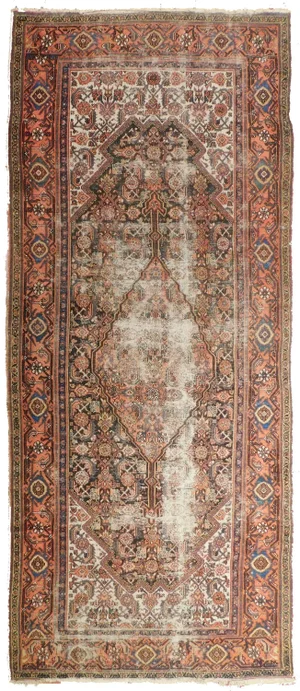 Distressed Antique Persian Malayer Rug - 3’6” X 9’9”