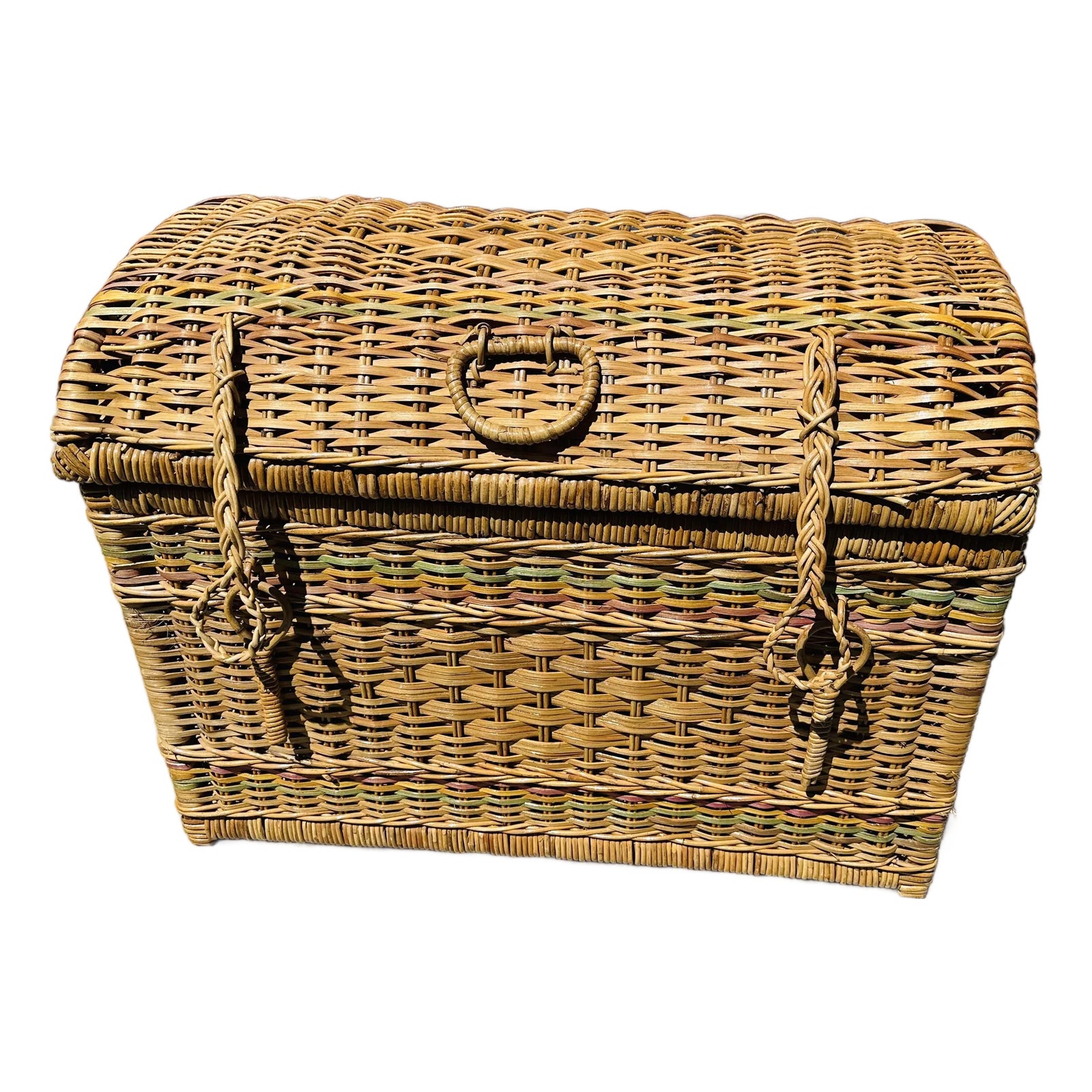 Vintage Rustic European Rattan Storage Trunk | Chairish