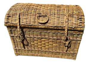 Vintage Rustic European Rattan Storage Trunk