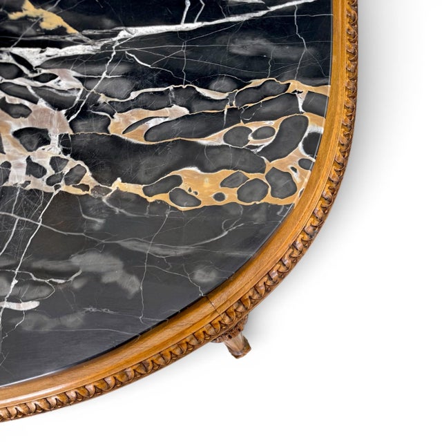 Mid 20th Century Mid-20th Century Louis XVI Style Demilune Console Table in Bleached Mahogany With Portoro Nero Marble Top For Sale - Image 5 of 11