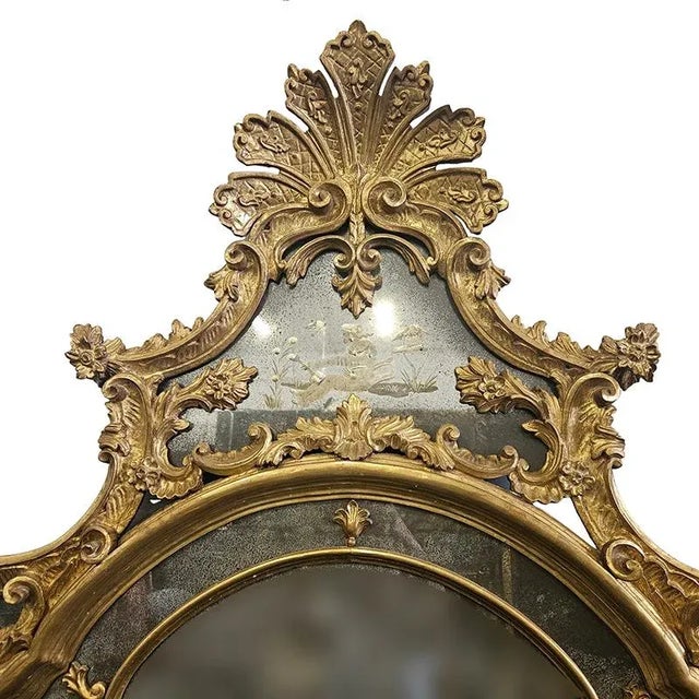 1960s Large Gilded Wooden Mirror, 1960s For Sale - Image 5 of 6