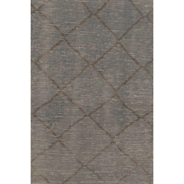 Vintage Distressed Rug, Minimalist Diamond Lattice on Gray - Rug & Kilim For Sale In New York - Image 6 of 8