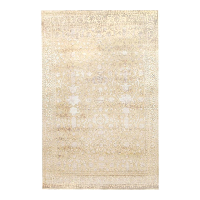 Pasargad DC Beige Tabriz Silk & Wool Rug For Sale