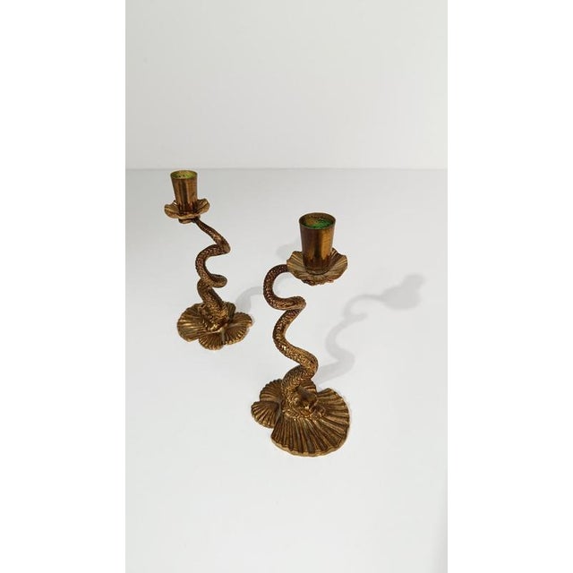 Vintage Italian Baroque Style Brass Dolphin Candlesticks, 1950s, Set of 2 For Sale - Image 14 of 18