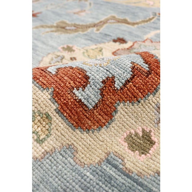 Oushak Wool Blue Area Rug- 5'11'' X 8'10'' For Sale - Image 4 of 6