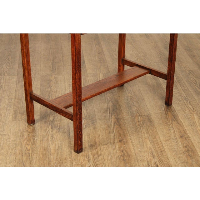 Wood Antique Arts and Crafts Oak Drop Front Secretary Desk For Sale - Image 7 of 12