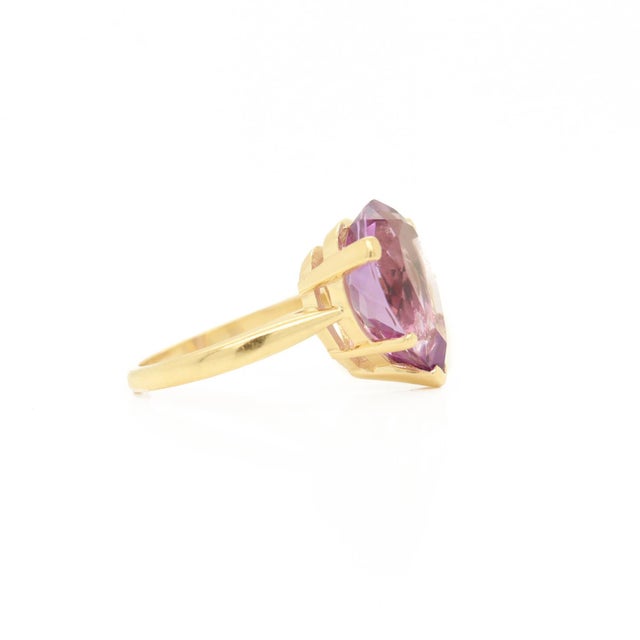 14k Gold & High Set Pear Cut Amethyst Cocktail Ring For Sale - Image 9 of 10