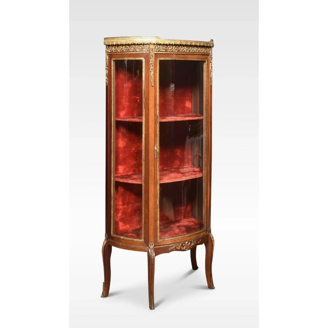 Walnut Bow Fronted Display Cabinet For Sale - Image 4 of 10