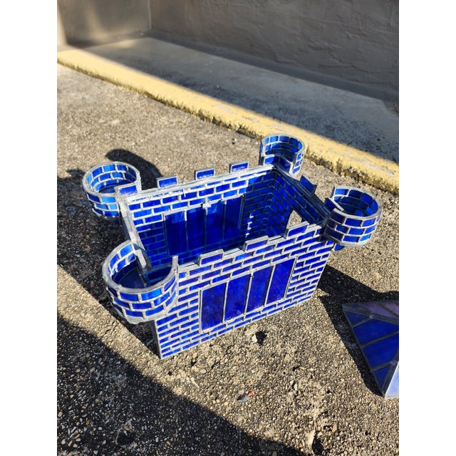 Stained Glass Terrarium Cobalt Blue For Sale - Image 9 of 10