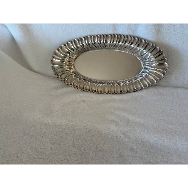 Mid 20th Century Sterling Silver Oval Dish For Sale - Image 4 of 6