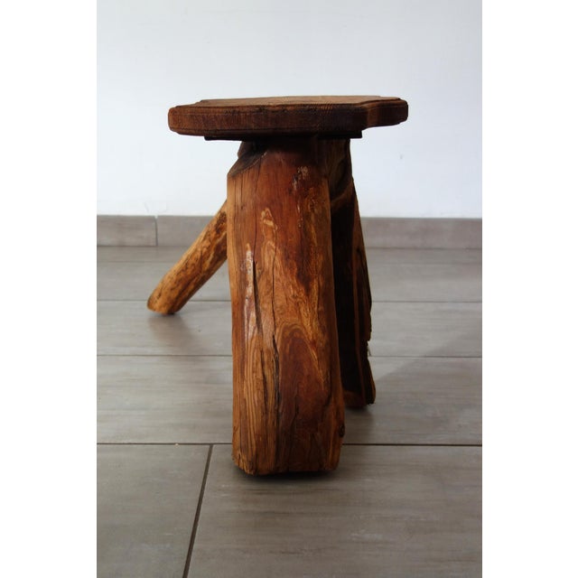 Brutalist Wooden Plant Holder Stool, France, 1960s For Sale - Image 10 of 14