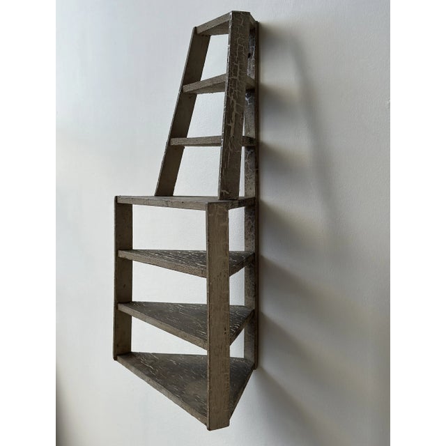 Vintage Folk Art Contracted Paint Finish Tiered Corner Shelf, Circa 1930s-40s For Sale - Image 13 of 13